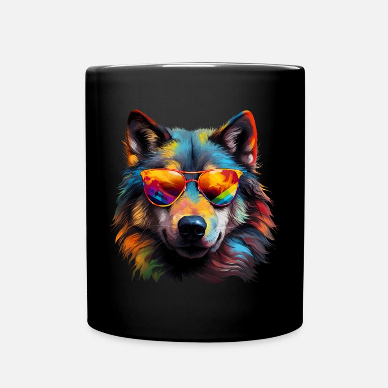 Wolf Sonnenbrille - Tasse einfarbig - Schwarz