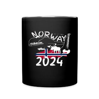 Norway 2024 Cod with Mountains and Moose Fishing - Full Colour Mug - black - Front