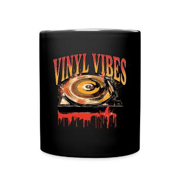 Disque Vinyle LP Platine Rétro - Mug uni - noir - Devant