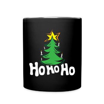 Hohoho Christmas Tree Fir Tree Symbol Stars - Full Colour Mug - black - Front
