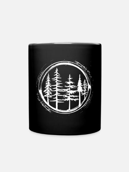 Circle Forest Silhouette - Full Colour Mug - black