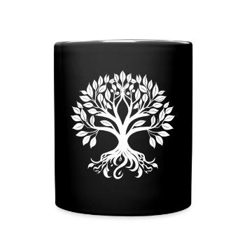 Baum des Lebens, Baumsymbol, Baumlogo - Tasse einfarbig - Schwarz - Vorne
