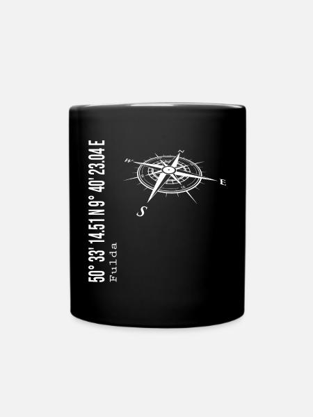 Koordinaten Fulda - Tasse einfarbig - Schwarz