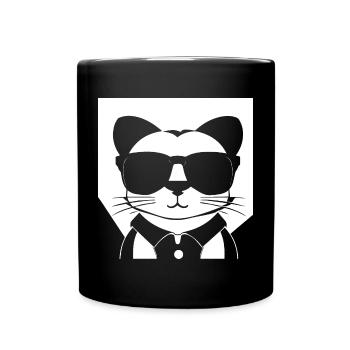 Frettchen mit Sonnenbrille Coole Frettchen - Tasse einfarbig - Schwarz - Vorne