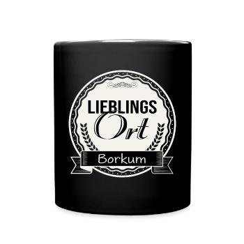 Lieblingsort Borkum - Tasse einfarbig - Schwarz - Vorne