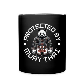Muay Thai Panda - Kickboxen und Panda Thai Boxen - Tasse einfarbig - Schwarz - Vorne