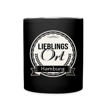 Lieblingsort Hamburg - Tasse einfarbig - Schwarz - Vorne