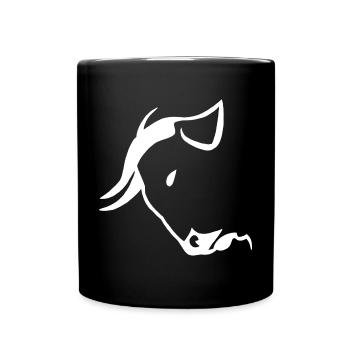 Weißer Stierkopf - Tasse einfarbig - Schwarz - Vorne