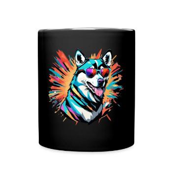 Siberian Husky - Full Colour Mug - black - Front