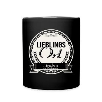 Lieblingsort Lindau am Bodensee - Tasse einfarbig - Schwarz - Vorne