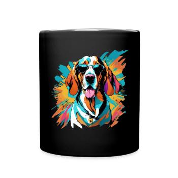 Basset Hund - Tasse einfarbig - Schwarz - Vorne