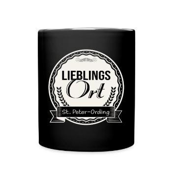 Lieblingsort St. Peter-Ording - Tasse einfarbig - Schwarz - Vorne