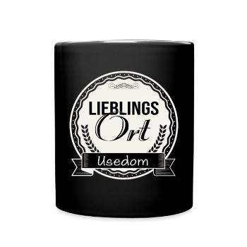 Lieblingsort Usedom - Tasse einfarbig - Schwarz - Vorne