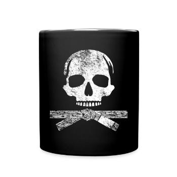 Kampfkunst Schädel - Tasse einfarbig - Schwarz - Vorne