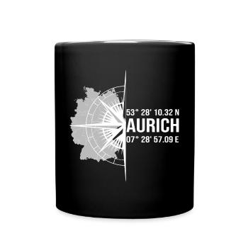 Koordinaten Aurich - Tasse einfarbig - Schwarz - Vorne
