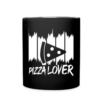 Lustiger Pizza Liebhaber - Tasse einfarbig - Schwarz - Vorne