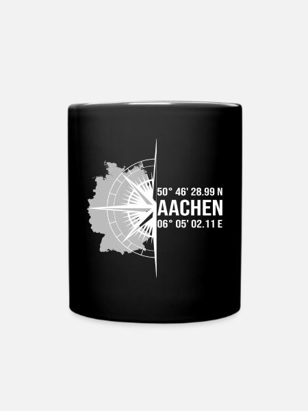 Koordinaten Aachen - Tasse einfarbig - Schwarz