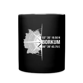 Koordinaten Borkum - Tasse einfarbig - Schwarz - Vorne