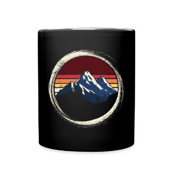 Mountain Sunset Retro Circle - Full Colour Mug - black - Front