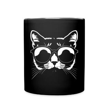 Funny Cat with Sunglasses Kitten Sunglas Cats - Full Colour Mug - black - Front
