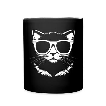 Funny Cat with Sunglasses Kitten Sunglas Cats - Full Colour Mug - black - Front