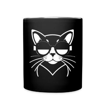 Funny Cat with Sunglasses Kitten Sunglas Cats - Full Colour Mug - black - Front
