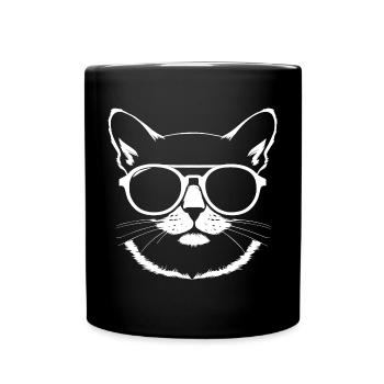 Funny Cat with Sunglasses Kitten Sunglas Cats - Full Colour Mug - black - Front