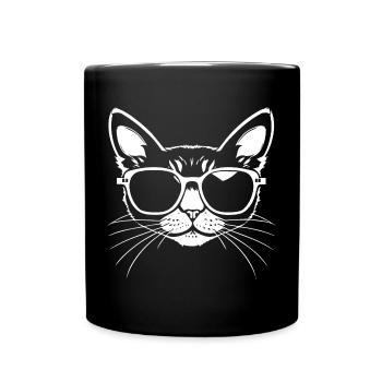 Funny Cat with Sunglasses Kitten Sunglas Cats - Full Colour Mug - black - Front