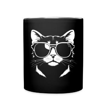 Funny Cat with Sunglasses Kitten Sunglas Cats - Full Colour Mug - black - Front