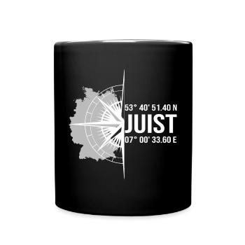 Koordinaten Juist - Tasse einfarbig - Schwarz - Vorne
