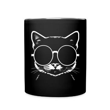 Funny Cat with Sunglasses Kitten Sunglas Cats - Full Colour Mug - black - Front
