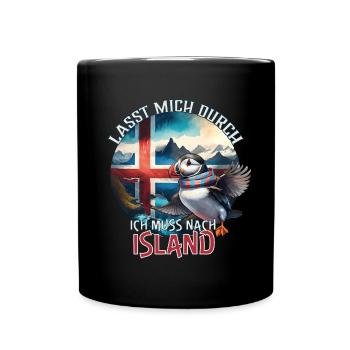 Island - lasst mich durch - Papageientaucher - Tasse einfarbig - Schwarz - Vorne