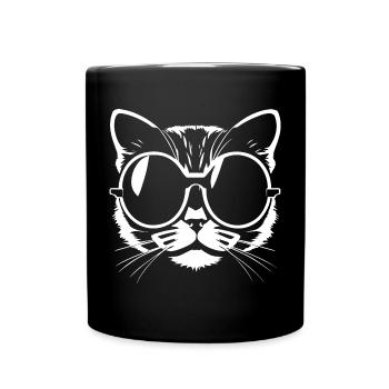 Lustige Katze mit Sonnenbrille Kätzchen Sonnenbrille Katzen - Tasse einfarbig - Schwarz - Vorne