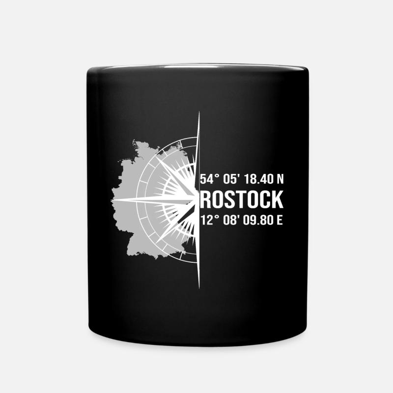 Koordinaten Rostock - Tasse einfarbig - Schwarz