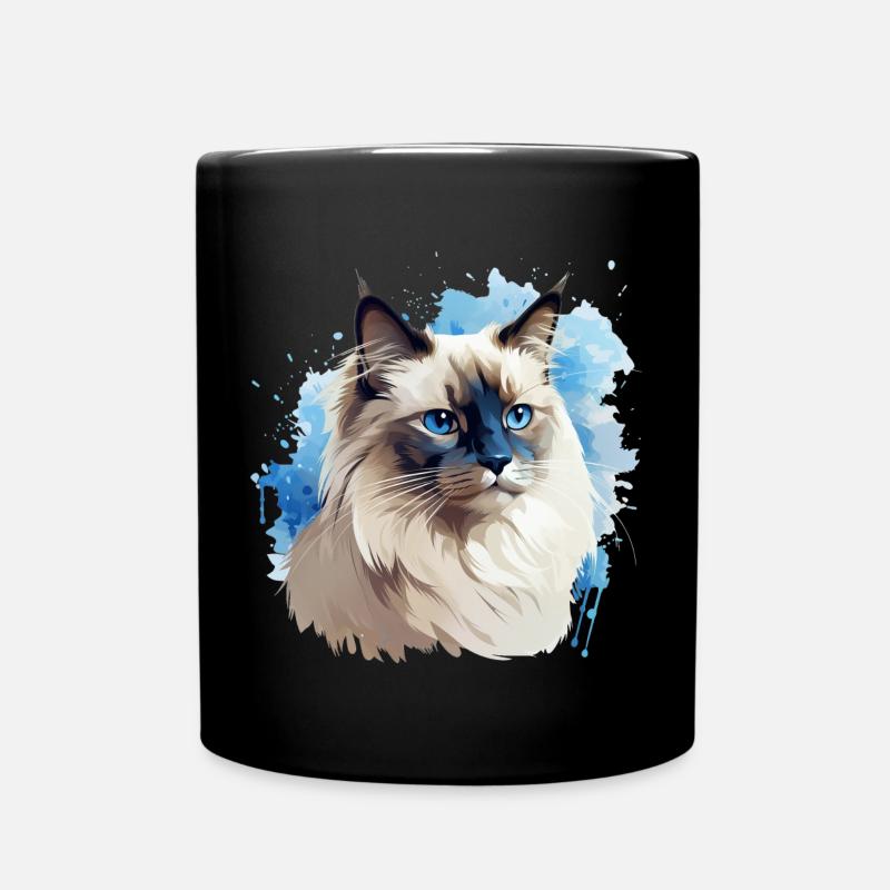 Katze Kopf Heilige Birma - Tasse einfarbig - Schwarz