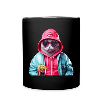Pop Art Cat - Full Colour Mug - black - Front