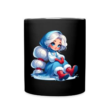 Ded Moroz Snegurotschka russischer Weihnachtsmann - Tasse einfarbig - Schwarz - Vorne