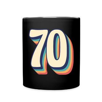 Vintage Retro T-Shirt Nummer 70 Seventy - Tasse einfarbig - Schwarz - Vorne