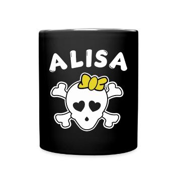 Piratin Alisa Design für Mädchen und Frauen - Tasse einfarbig - Schwarz - Vorne