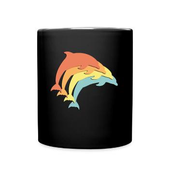 Delfine Delfin Dolphin - Tasse einfarbig - Schwarz - Vorne