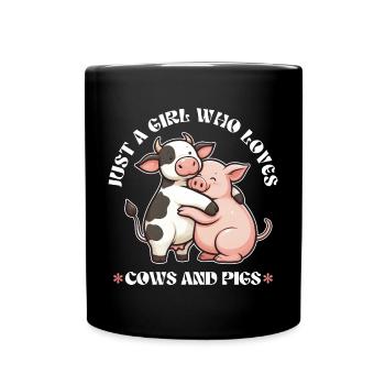 Drôle d’amant des animaux de la ferme porcelet fermier cochon vache - Mug uni - noir - Devant