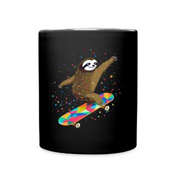 Skateboarding Faultier für Skaters - Tasse einfarbig - Schwarz - Vorne