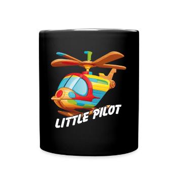 Kleiner Holzhubschrauber für Kinder kleiner Pilot - Tasse einfarbig - Schwarz - Vorne