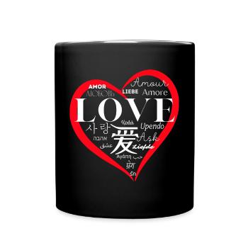 Amour mondial : conception de cœur multilingue - Mug uni - noir - Devant