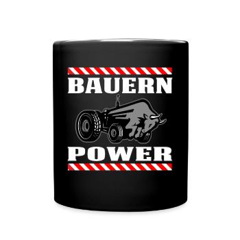 Bauern Power - Tasse einfarbig - Schwarz - Vorne