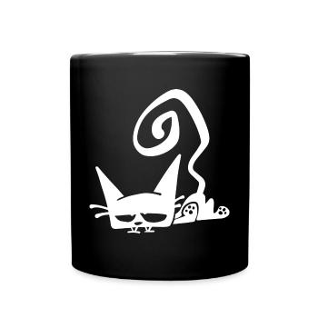 Tired Cat White - Mug uni - noir - Devant