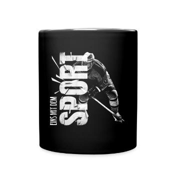 Eins mit dem Sport - Eishockey - Tasse einfarbig - Schwarz - Vorne