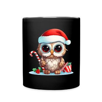 Christmas Owl - Full Colour Mug - black - Front