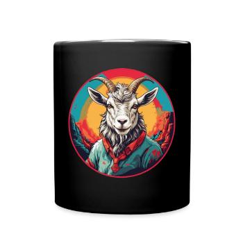 Colorful goat on the colorful color wheel - Full Colour Mug - black - Front