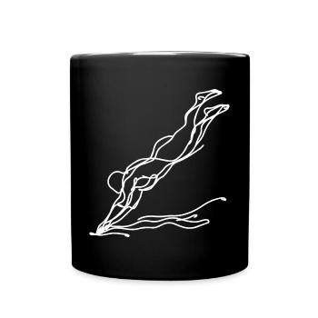 Schwimmer Mädchen Skizze - Tasse einfarbig - Schwarz - Vorne